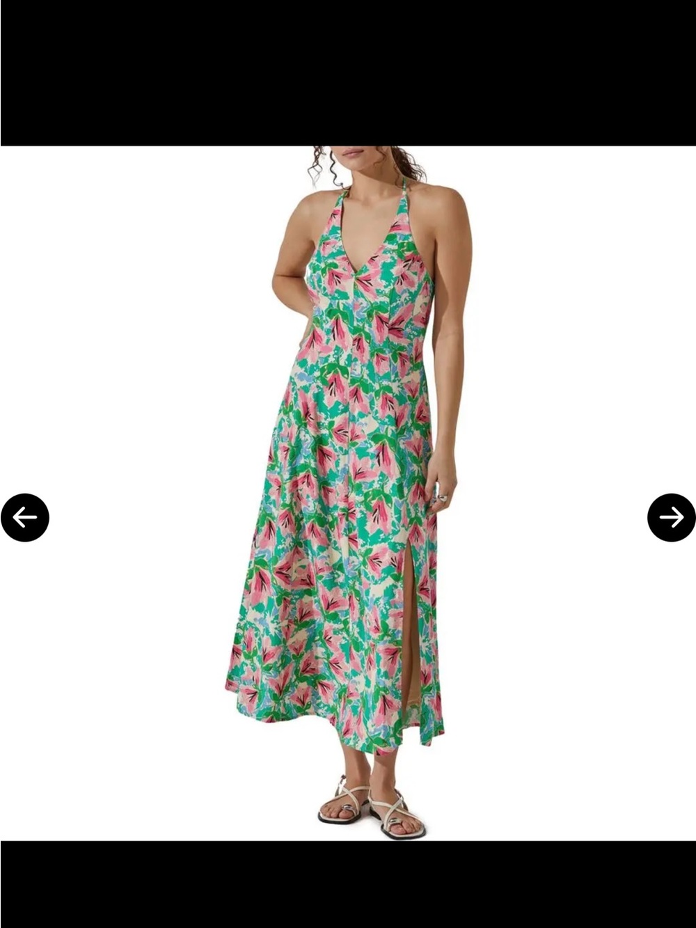 ASTR Halter Maxi Dress in Pink, Green & Floral Size SMALL